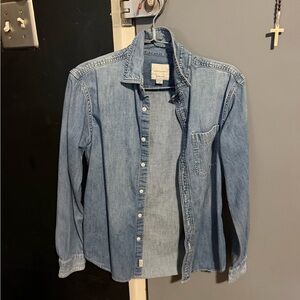 American Eagle Outfitters Light Blue Denim Button-Down Shirt